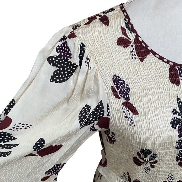 NWT Ba&sh Daya Ivory Floral Polka Dot Midi Dress Small Romantic French - Picture 8 of 16